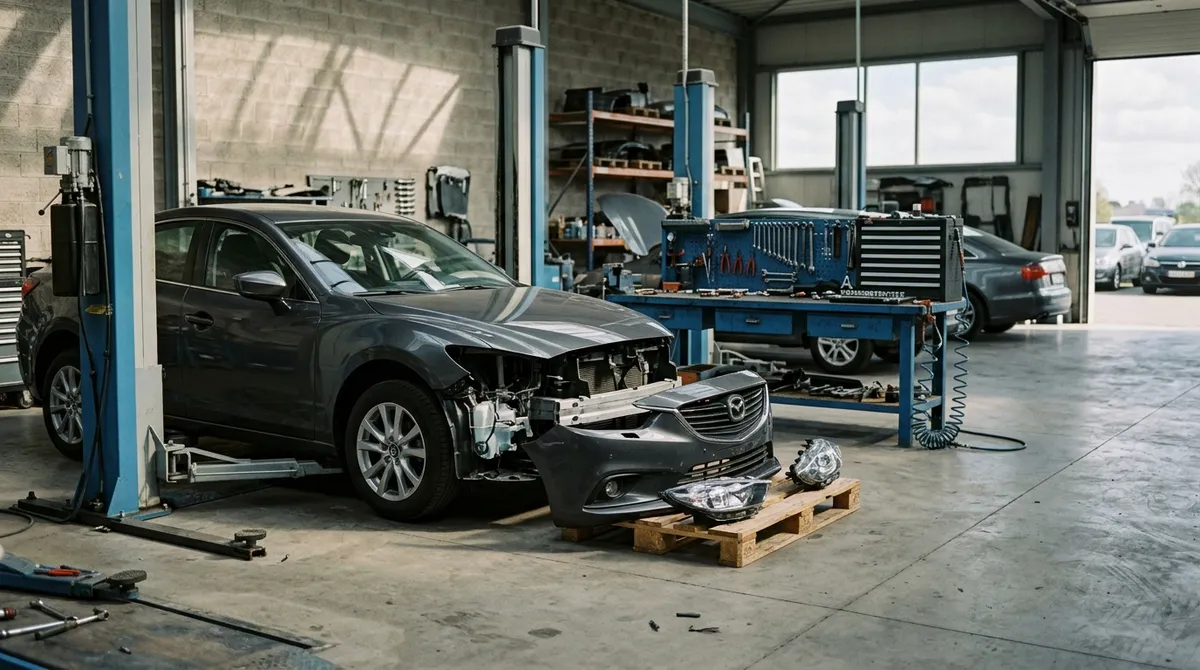 Véhicule client en réparation dans un atelier de carrosserie